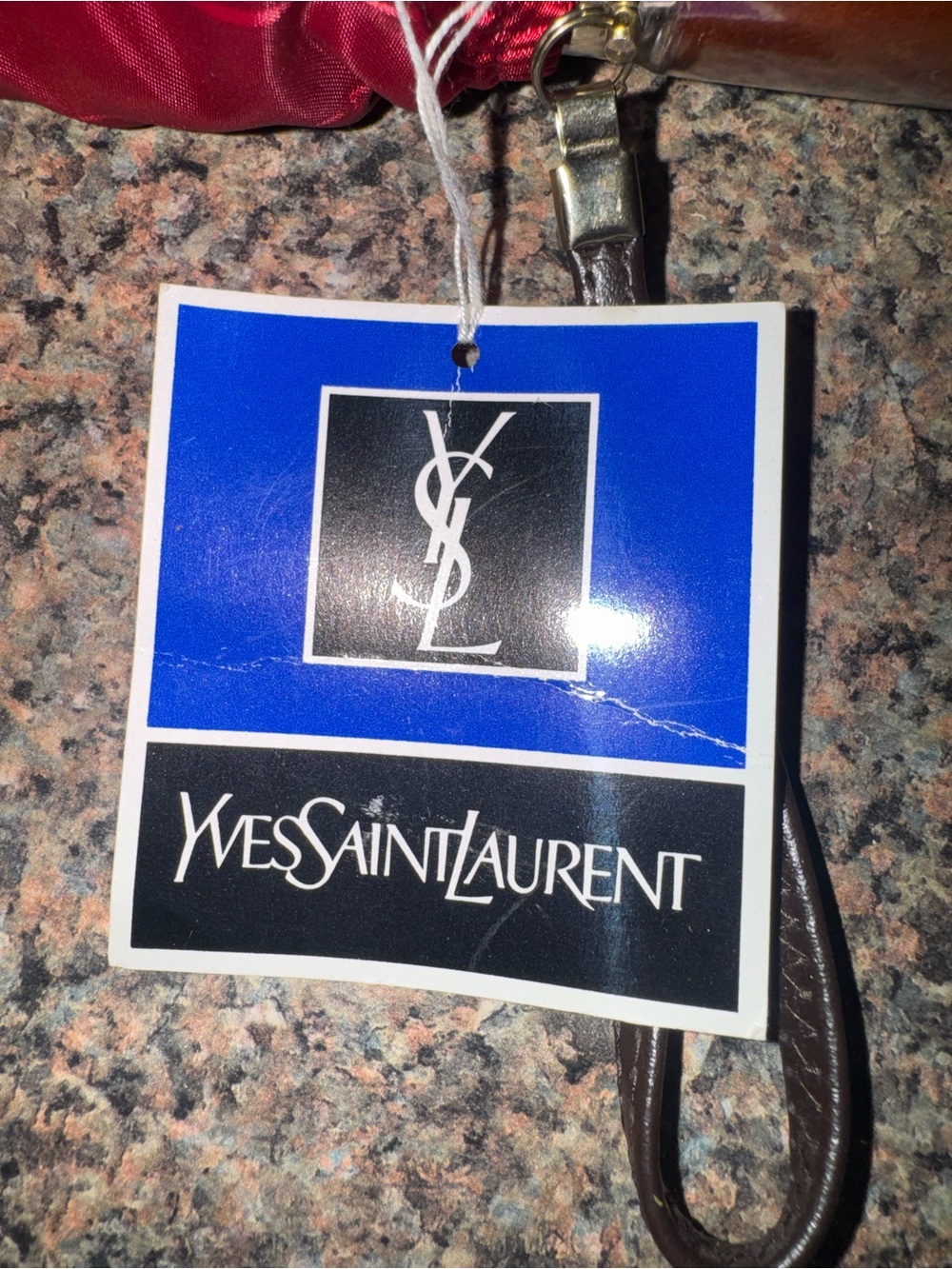 Yves Saint Laurent RARE VINTAGE NWT ❤️Satin Red Umbrella💎AUTHENTIC!!! - Picture 2 of 9
